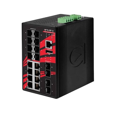 Antaira 20-Port Industrial Gigabit Light Layer 3 Managed Ethernet Switch LMX-2012G-SFP-T